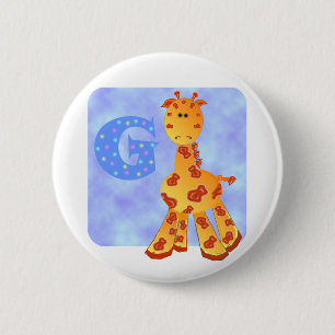 Giraffe Monogram G. 6 Cm Round Badge