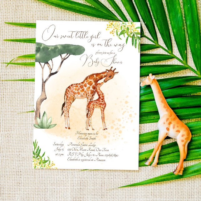 Giraffe mum and baby African safari baby shower Invitation (Creator Uploaded)