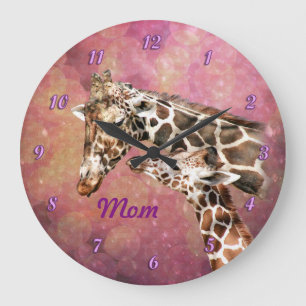 Giraffe Mum and Baby Large Clock