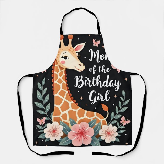 Giraffe Mum of the Birthday Girl Matching Family L Apron (Front)