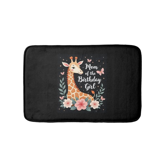Giraffe Mum of the Birthday Girl Matching Family L Bath Mat (Front)