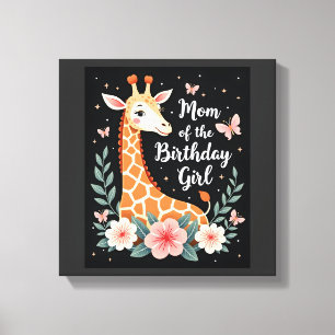 Giraffe Mum of the Birthday Girl Matching Family L Canvas Print