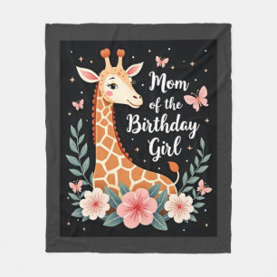 Giraffe Mum of the Birthday Girl Matching Family L Fleece Blanket