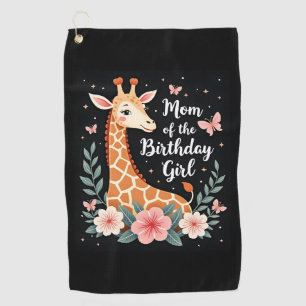 Giraffe Mum of the Birthday Girl Matching Family L Golf Towel