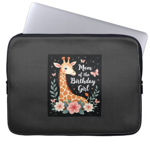 Giraffe Mum of the Birthday Girl Matching Family L Laptop Sleeve