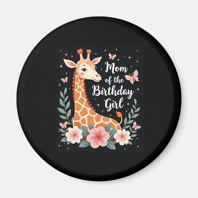 Giraffe Mum of the Birthday Girl Matching Family L Magnet (Front)