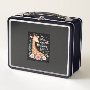Giraffe Mum of the Birthday Girl Matching Family L Metal Lunch Box