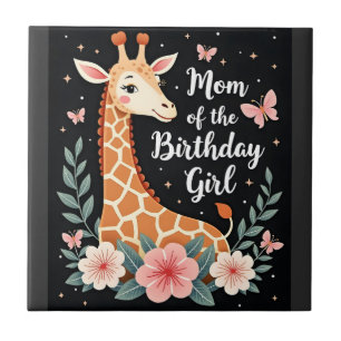 Giraffe Mum of the Birthday Girl Matching Family L Tile