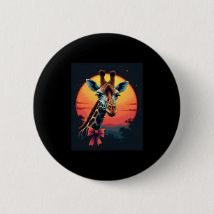 Giraffe Neck Like a Rollercoaster Run Funny Retro  6 Cm Round Badge