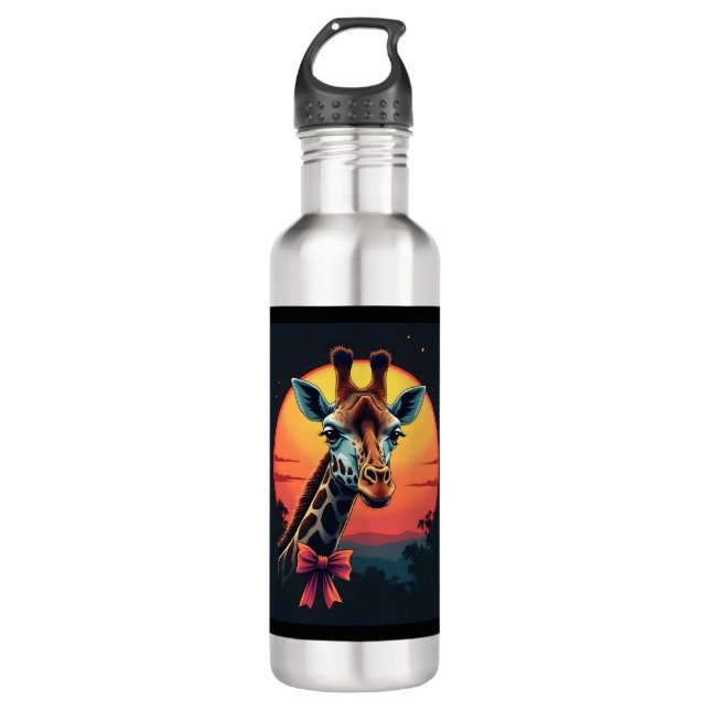 Giraffe Neck Like a Rollercoaster Run Funny Retro  710 Ml Water Bottle (Front)