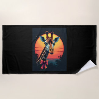Giraffe Neck Like a Rollercoaster Run Funny Retro  Beach Towel