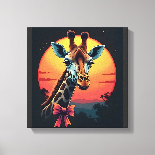 Giraffe Neck Like a Rollercoaster Run Funny Retro  Canvas Print (Front)