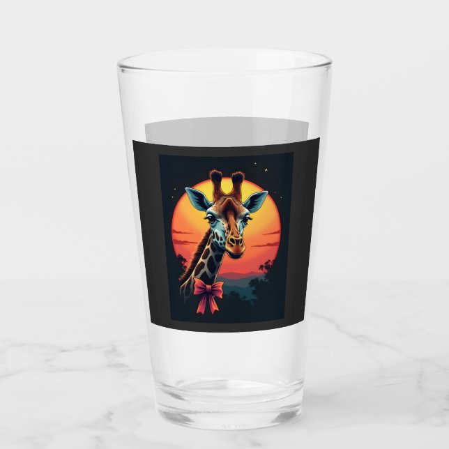 Giraffe Neck Like a Rollercoaster Run Funny Retro  Glass (Front)