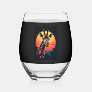 Giraffe Neck Like a Rollercoaster Run Funny Retro  Stemless Wine Glass