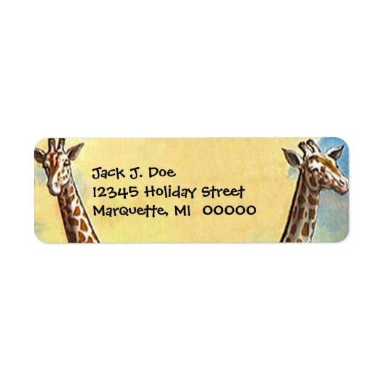 Giraffe Necks Safari Travel Return address Label
