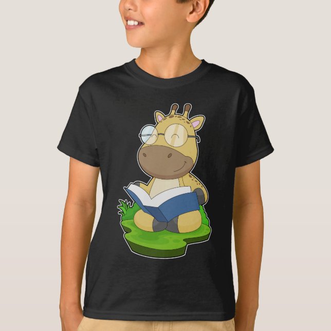 Giraffe Nerd Book T-Shirt (Front)