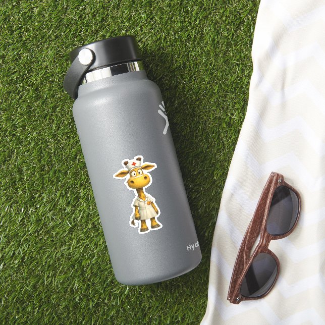 Giraffe Nurse Cartoon � Whimsical Healthcare Hero  (HydroFlask Insitu)