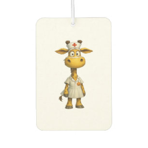 Giraffe Nurse Cartoon � Whimsical Healthcare Hero Car Air Freshener