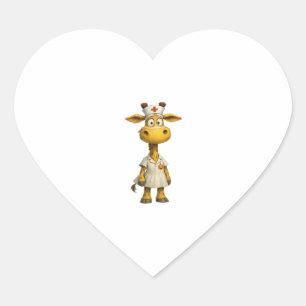 Giraffe Nurse Cartoon � Whimsical Healthcare Hero Heart Sticker