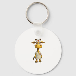 Giraffe Nurse Cartoon � Whimsical Healthcare Hero  Key Ring