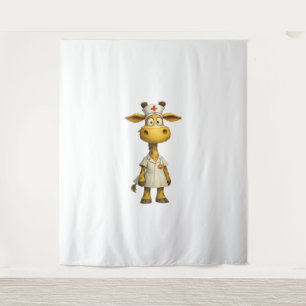 Giraffe Nurse Cartoon – Whimsical Healthcare Hero  Tapestry