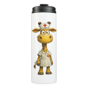 Giraffe Nurse Cartoon – Whimsical Healthcare Hero  Thermal Tumbler