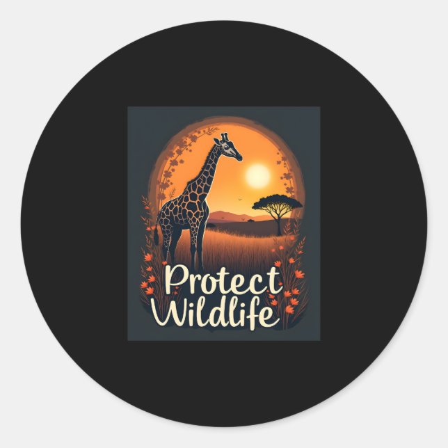 Giraffe of the Savanna Tank Top Classic Round Sticker (Front)
