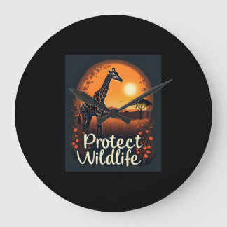 Giraffe of the Savanna Tank Top Large Clock