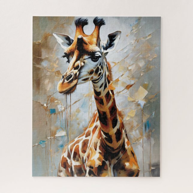 Giraffe oil painting jigsaw puzzle (Vertical)