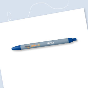 Giraffe on a Unicycle Kid Personalized Blue Pen