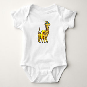 Giraffe on Beach with Swim ring & Sunglasses Baby Bodysuit