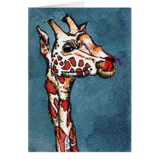 giraffe on blue card
