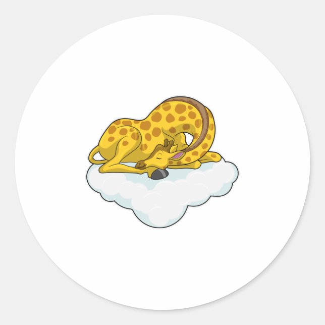 Giraffe on Clouds Classic Round Sticker (Front)