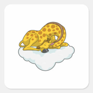 Giraffe on Clouds Square Sticker