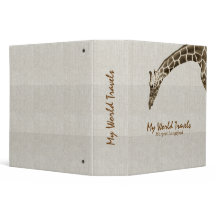 Giraffe on Linen Look Travel Photo Album Custom