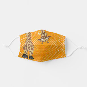 giraffe on orange quilt cloth face mask