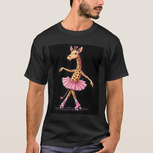 Giraffe On Roller Skates In Pink Tutu Tank Top (Front)