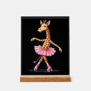 Giraffe On Roller Skates In Pink Tutu Tank Top Acrylic Sign