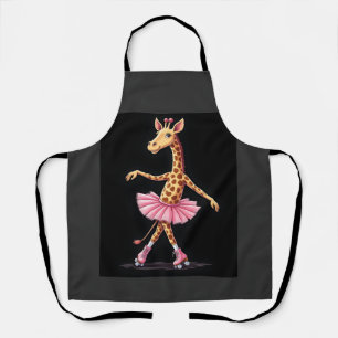 Giraffe On Roller Skates In Pink Tutu Tank Top Apron