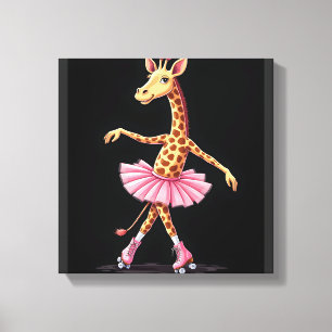 Giraffe On Roller Skates In Pink Tutu Tank Top Canvas Print