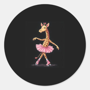 Giraffe On Roller Skates In Pink Tutu Tank Top Classic Round Sticker