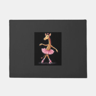 Giraffe On Roller Skates In Pink Tutu Tank Top Doormat