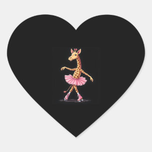 Giraffe On Roller Skates In Pink Tutu Tank Top Heart Sticker