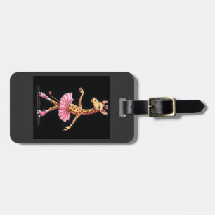Giraffe On Roller Skates In Pink Tutu Tank Top Luggage Tag