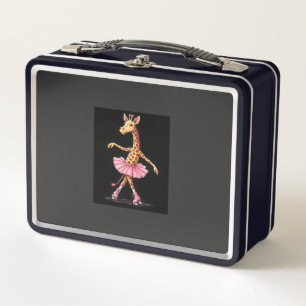 Giraffe On Roller Skates In Pink Tutu Tank Top Metal Lunch Box