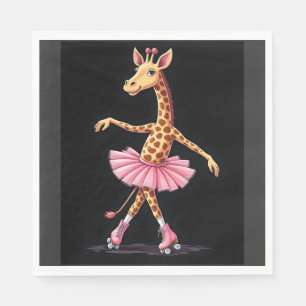 Giraffe On Roller Skates In Pink Tutu Tank Top Napkin