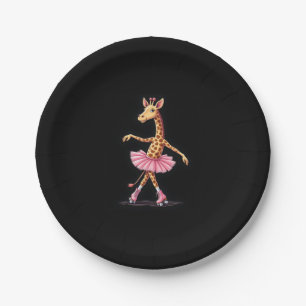 Giraffe On Roller Skates In Pink Tutu Tank Top Paper Plate