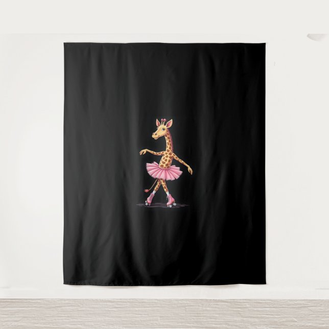 Giraffe On Roller Skates In Pink Tutu Tank Top Tapestry (Front)