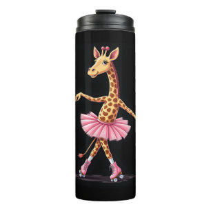 Giraffe On Roller Skates In Pink Tutu Tank Top Thermal Tumbler