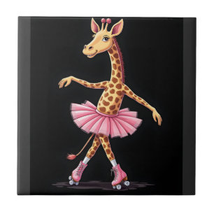 Giraffe On Roller Skates In Pink Tutu Tank Top Tile